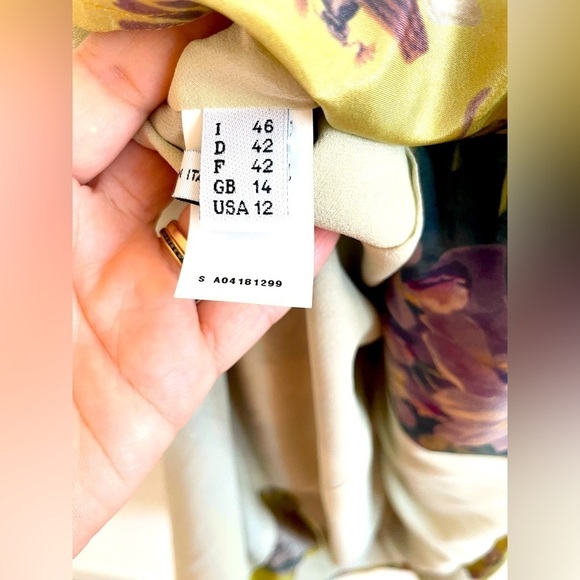 Jean Paul Gaultier Yellow Gold Ombre Bug floral print wrap dress US 12 NWT - Picture 7 of 10